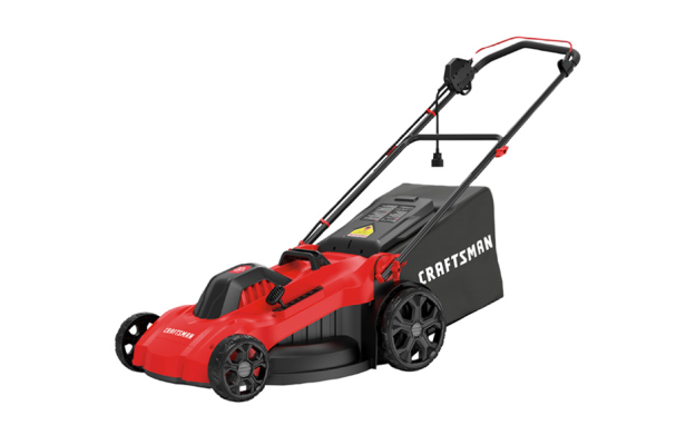 An electric lawnmower on a white background An electric lawnmower on a white background