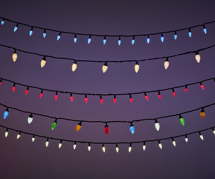 Different colours of Christmas lights