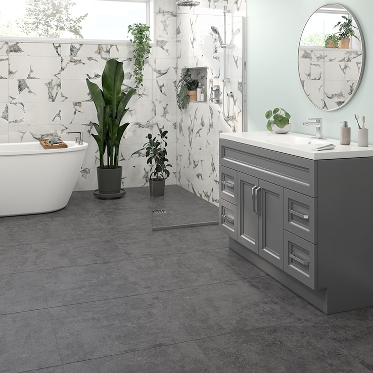 Dark grey cermaic tile flooring Dark grey cermaic tile flooring