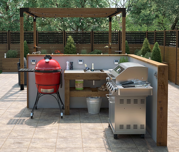Outdoor kitchen with a cocktail station