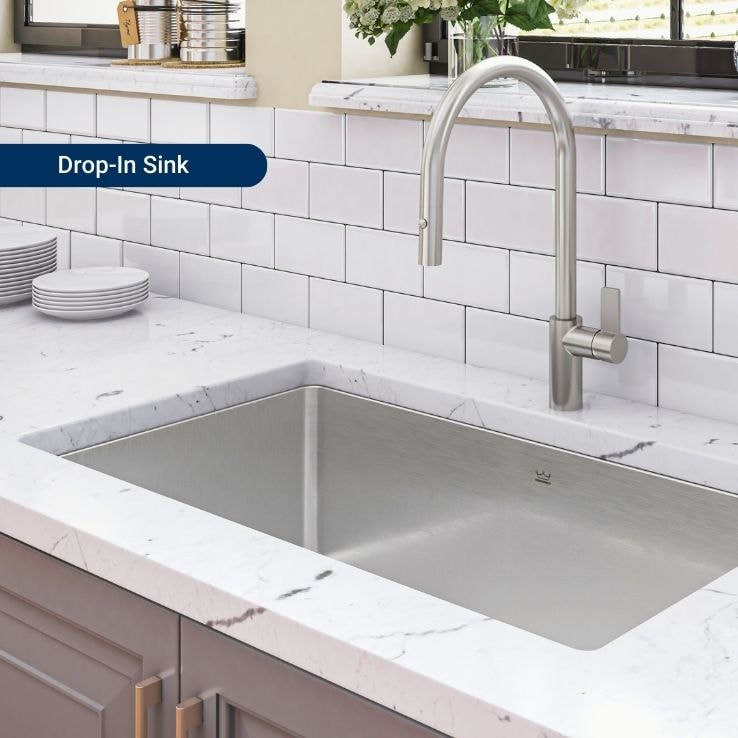 Cantrio Deck Mounted Drop-in Stainless Steel 27.25 in. 1-Hole Double Bowl Kitchen Sink