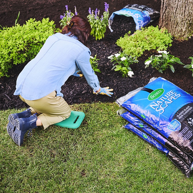 Person tending a flower bed Person tending a flower bed