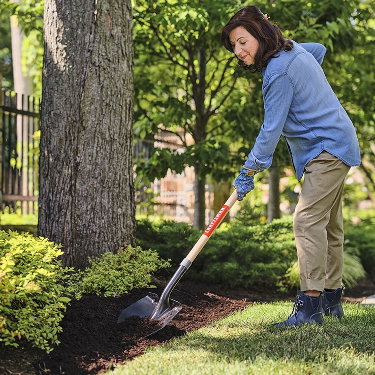 Person tending a flower bed Person tending a flower bed