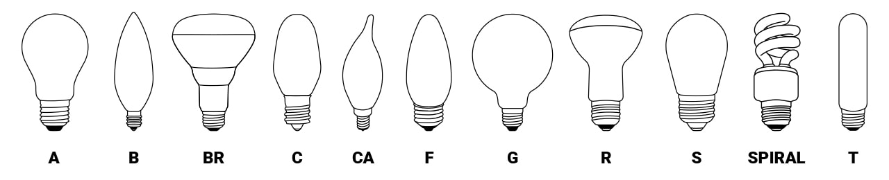 Line drawings of bulb shapes