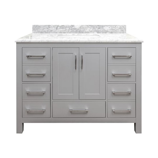 Grey vanity with a marble top