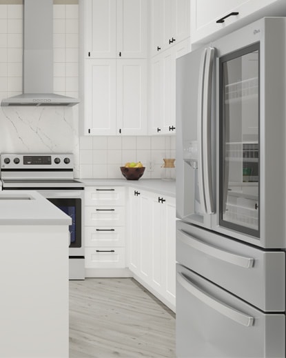 Modern kitchen with stainless steel smart appliances