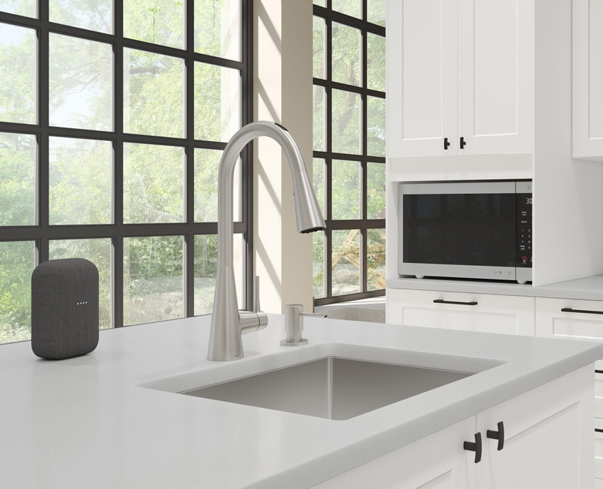 Modern kitchen with stainless steel faucet Modern kitchen with stainless steel faucet