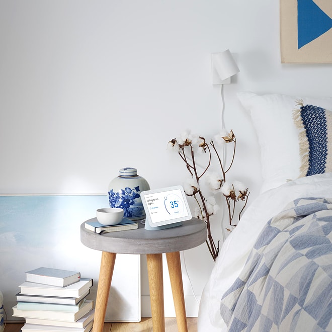 Smart hub placed on a side table