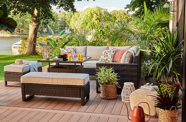 Patio set with exotic boho decor