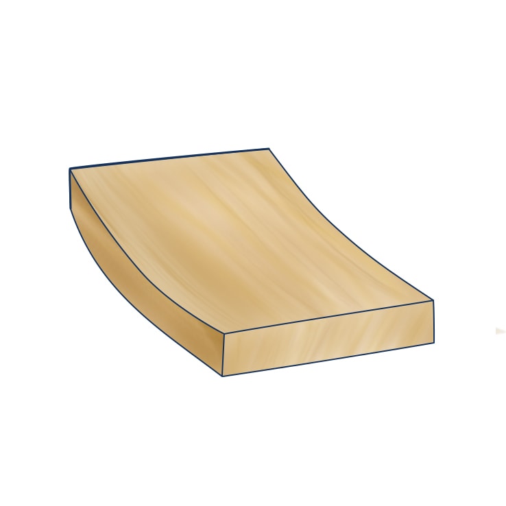 Illustration of a bowed wood plank