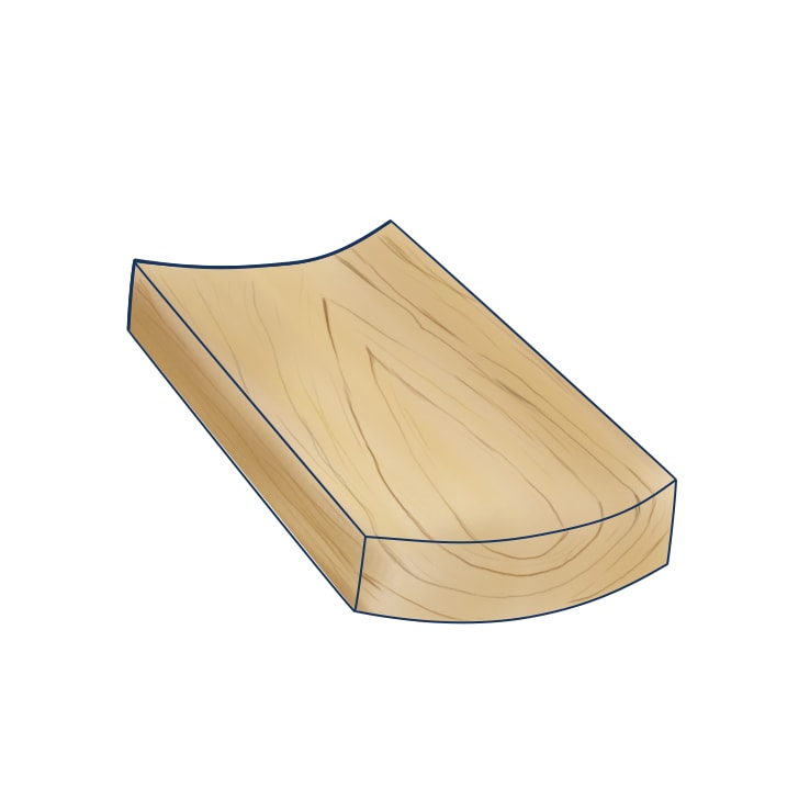 Illustration of a cupped wood plank