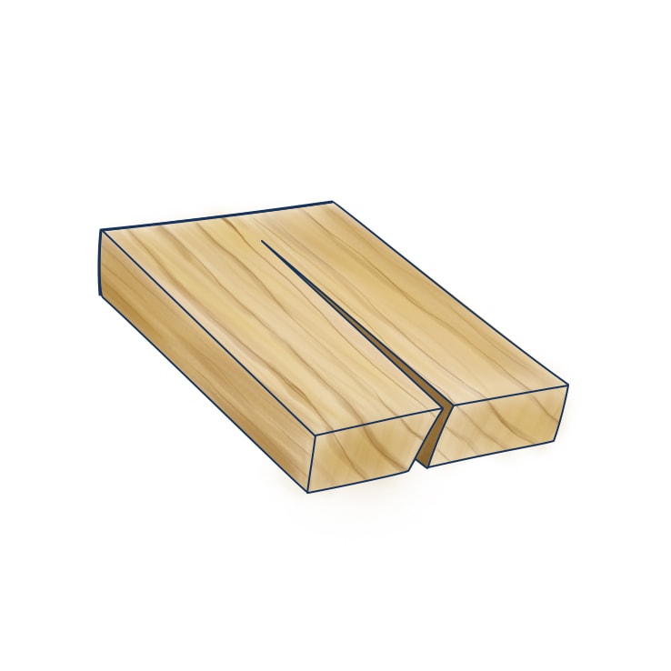 Illustration of a split wood plank