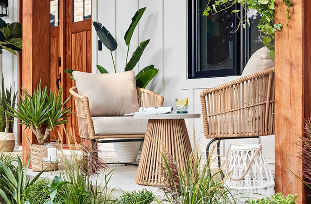 Boho conversation set on a porch Boho conversation set on a porch