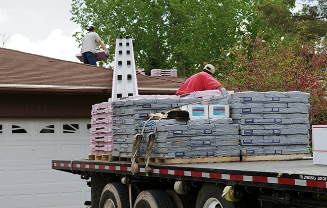 Shingled delivered on a rooftop