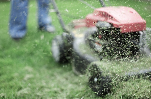 Person using a lawn mower