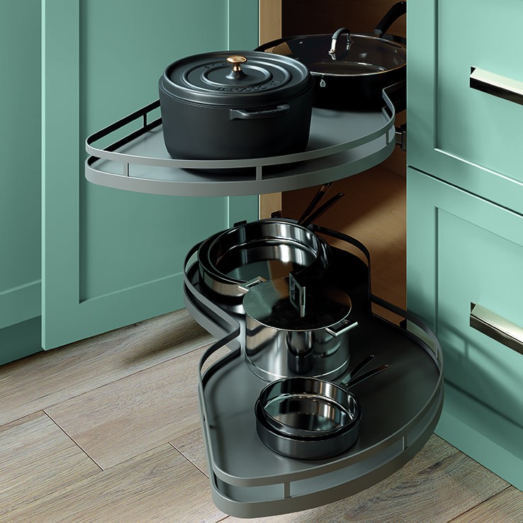 Kitchen cabinets with a lazy susan