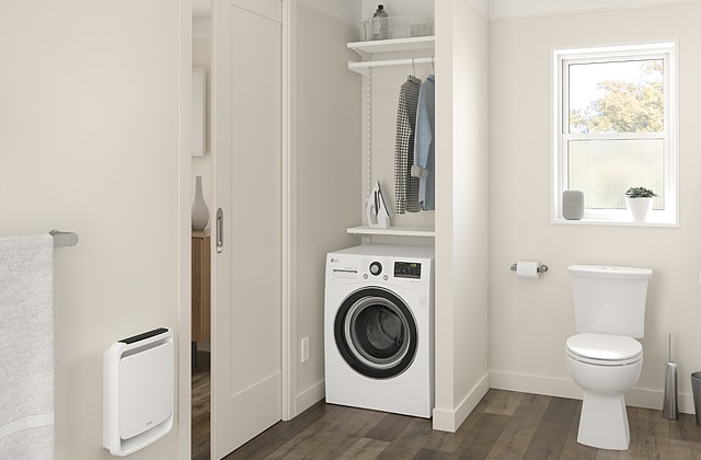 Laundry corner in a bathroom