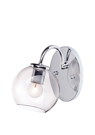 Chrome vanity light with glass globe