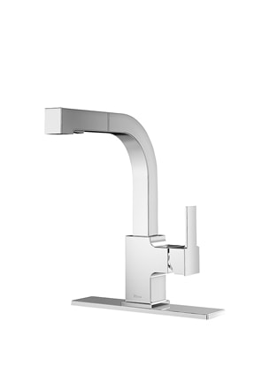 Polished chrome kitchen faucet