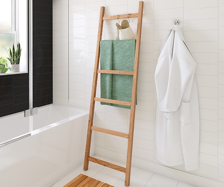 Decorative ladder in a bathroom