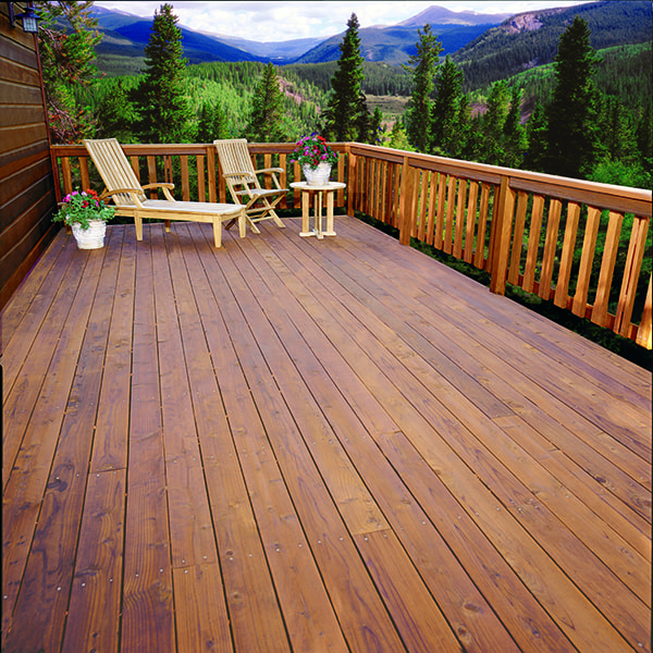 Large deck made of cedar wood