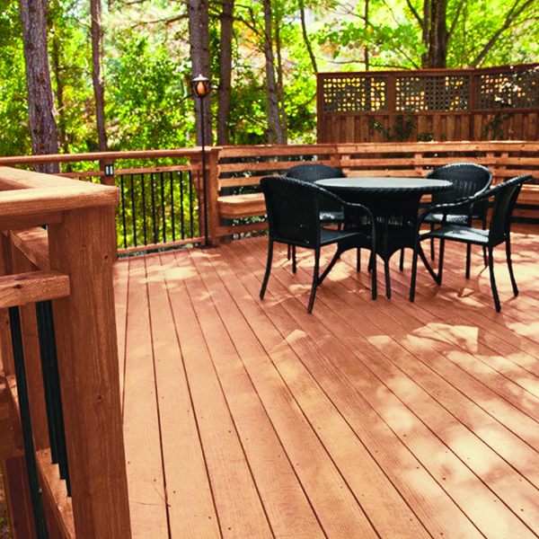 Deck made of pressure-treated wood