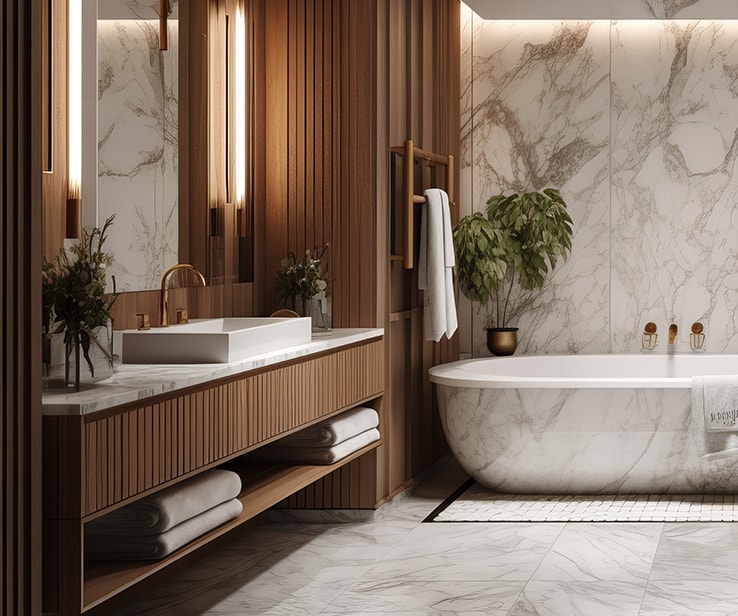 Fluted bathroom vanity