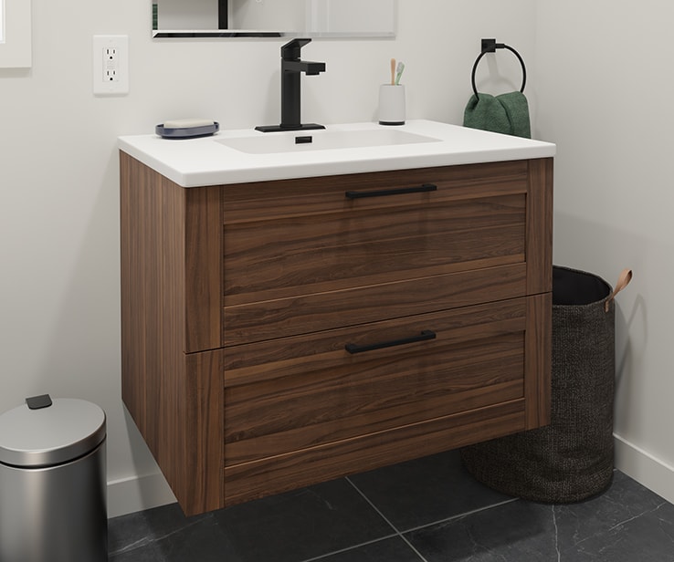 Dark wood floating bathroom vanity Dark wood floating bathroom vanity