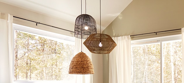 Dining room with a statement light fixture