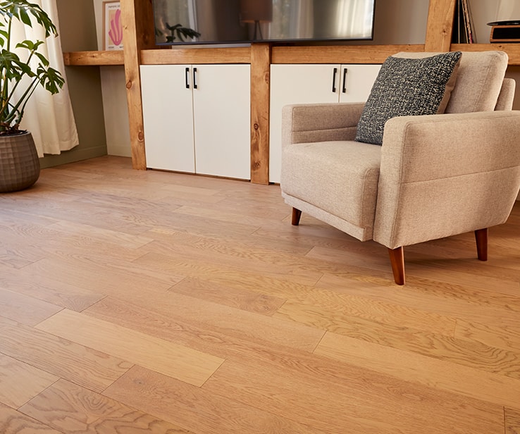 Flooring extending into an open-space room