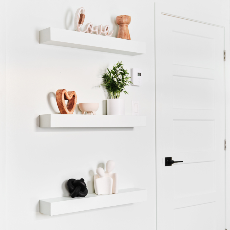 White shelves in a room