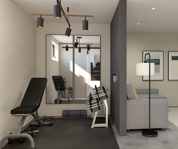 Espace gym dans un sous-sol Espace gym dans un sous-sol