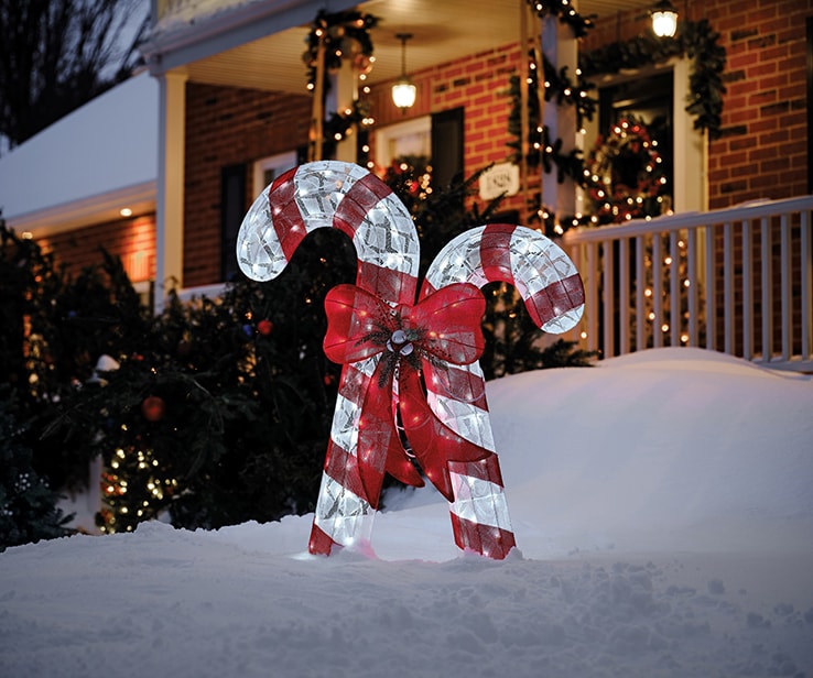 Set of two pre-lit candy canes
