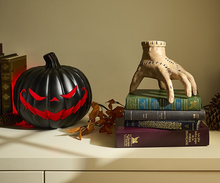 Set of three prelit pumpkins
