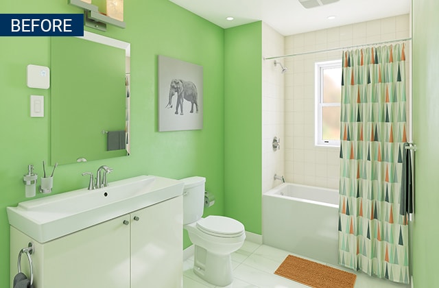 Outdated green bathroom