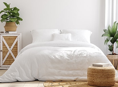 Minimalist bedroom with boho decor
