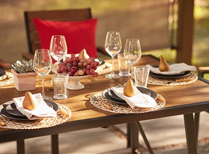 Beautifully set exterior dining table