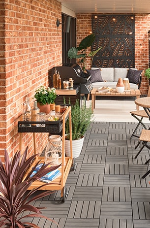 Bistro set on a small patio