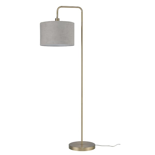 Gold floor lamp with a white lamp shade
