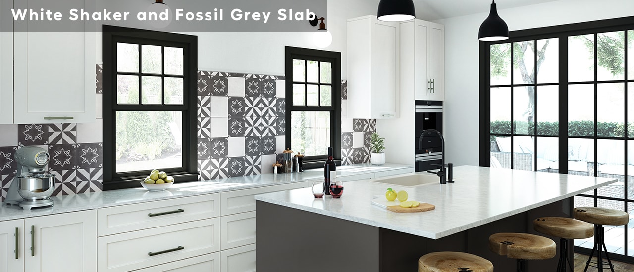 White Shaker and Fossil Grey Slab White Shaker and Fossil Grey Slab