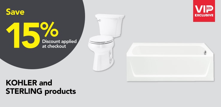 Pros save 15% on KOHLER and STERLING products