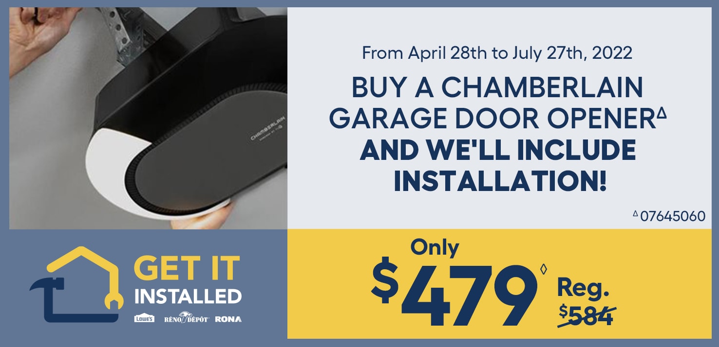 Combined offer: Chamberlain garage door opener and installation for $479