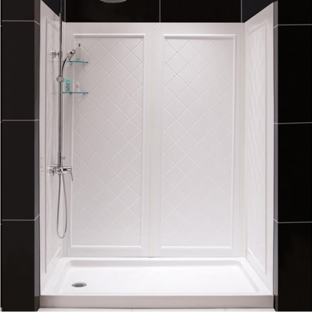 Shower kits with base and walls