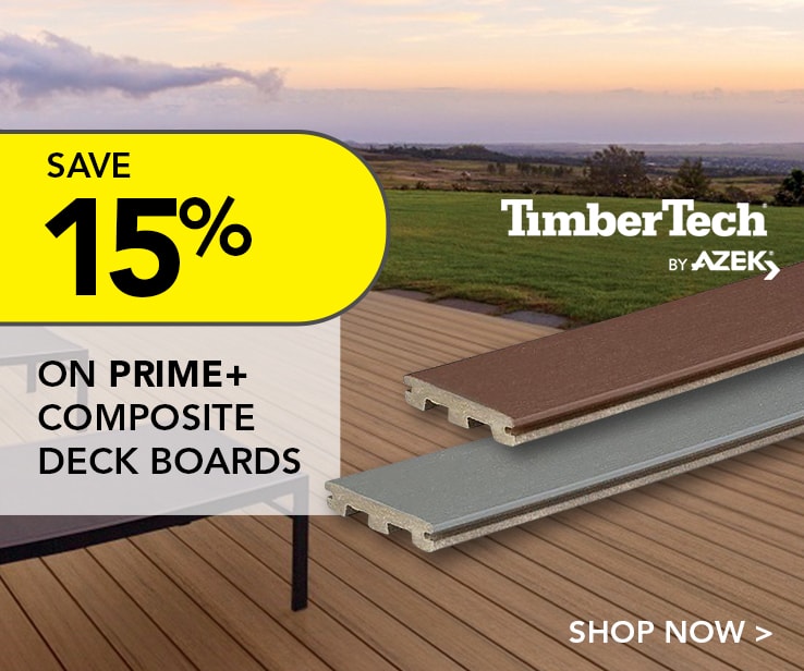 Save 15% on "Prime+" composite deck boards at RONA.