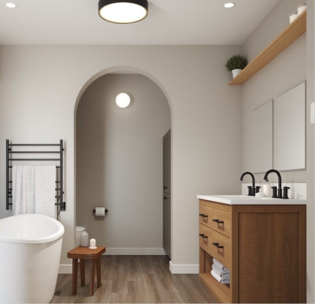 ECO lightbulb, recessed Light and tablet
