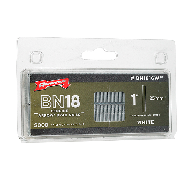 2000-Pack 1" White Brad Nails