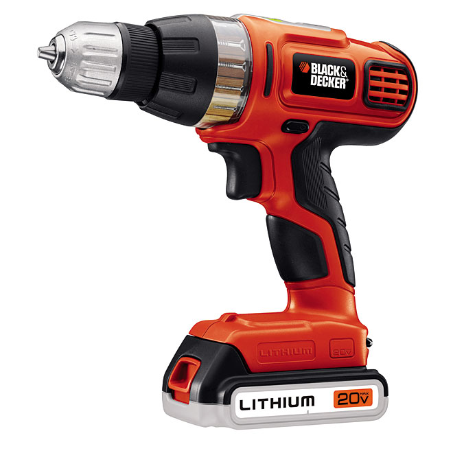 Perceuse à pile lithium-ion noire et orange de 20 V