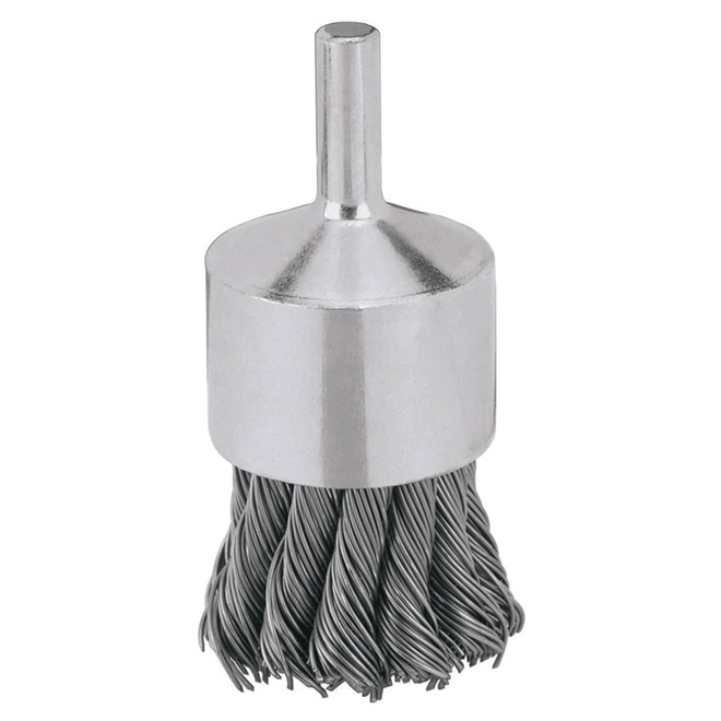 Brosse sur tige en acier à fil noué de 1" argent