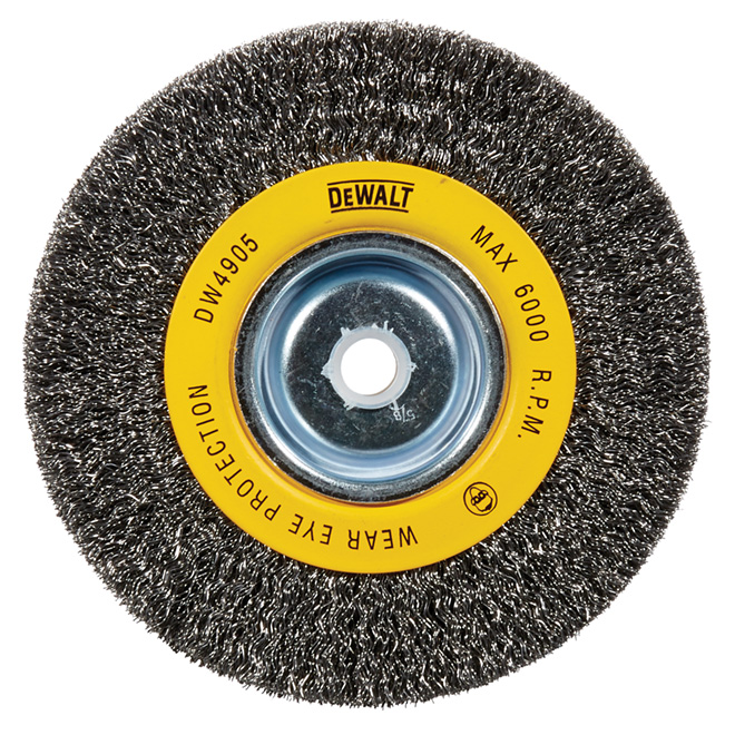 Brosse pour meuleuse d'établi fil ondulé en acier argent 6"