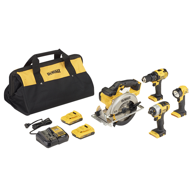 Set of 4 Cordless Tools - 20 V - Yellow/Black